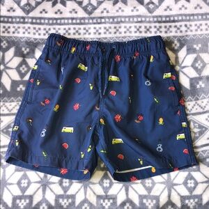Tag Navy Boys' Swim Trunks with Bright Tropical Icons